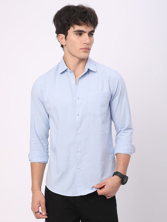 Arctic Blue & White Mini Checks Shirt