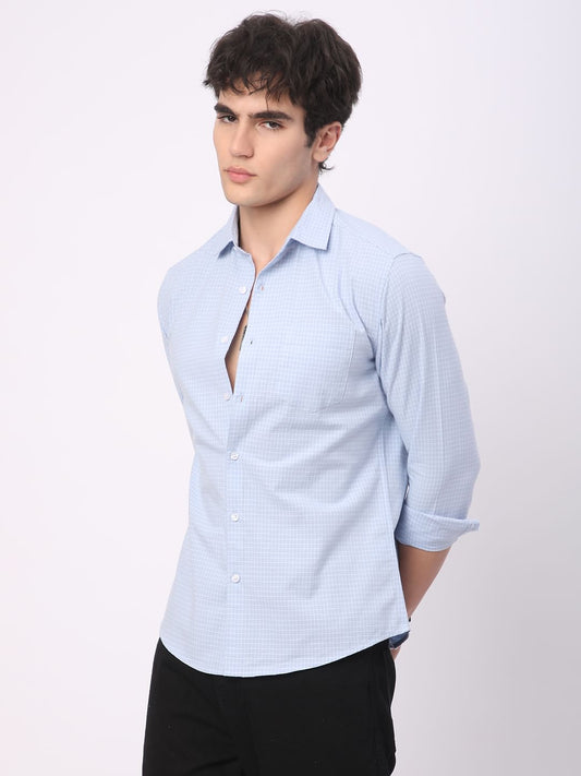 Arctic Blue & White Mini Checks Shirt