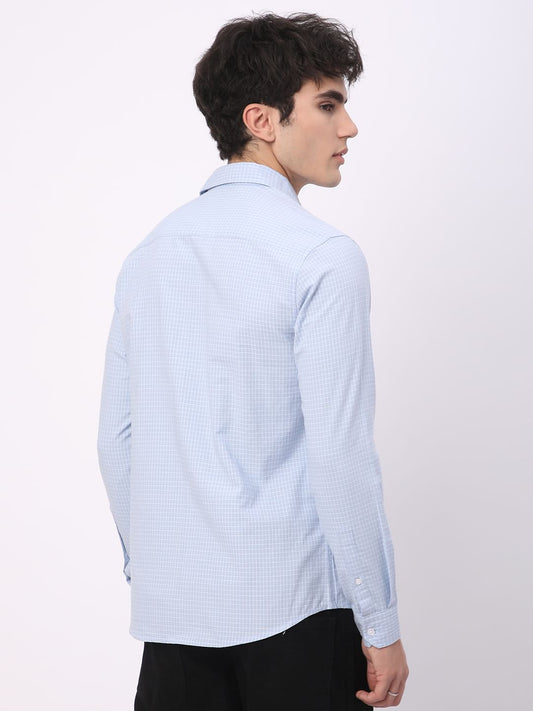 Arctic Blue & White Mini Checks Shirt