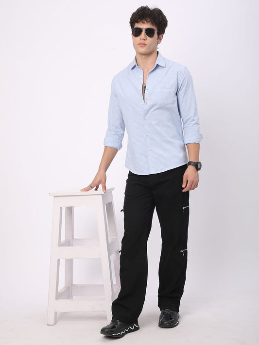 Arctic Blue & White Mini Checks Shirt