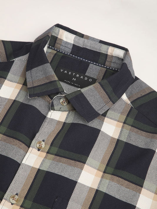 Premium Cotton Opulent Tartanique Navy Checkered Shirt