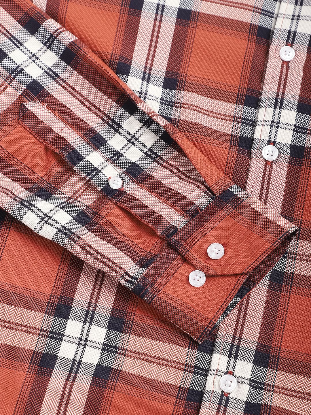 Timeless Vermilion Broad Square Checks Shirt
