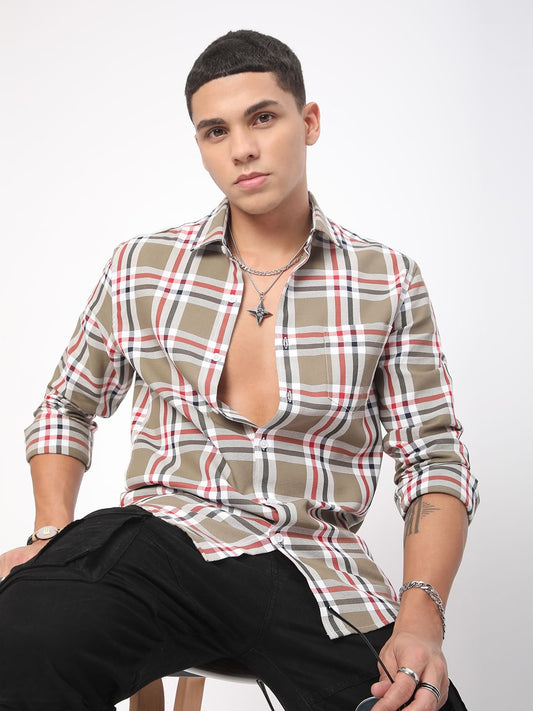 Premium Cotton Opulent Tartanique Olive Checkered Shirt