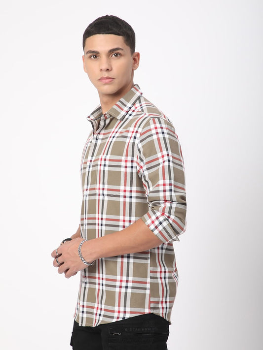 Premium Cotton Opulent Tartanique Olive Checkered Shirt