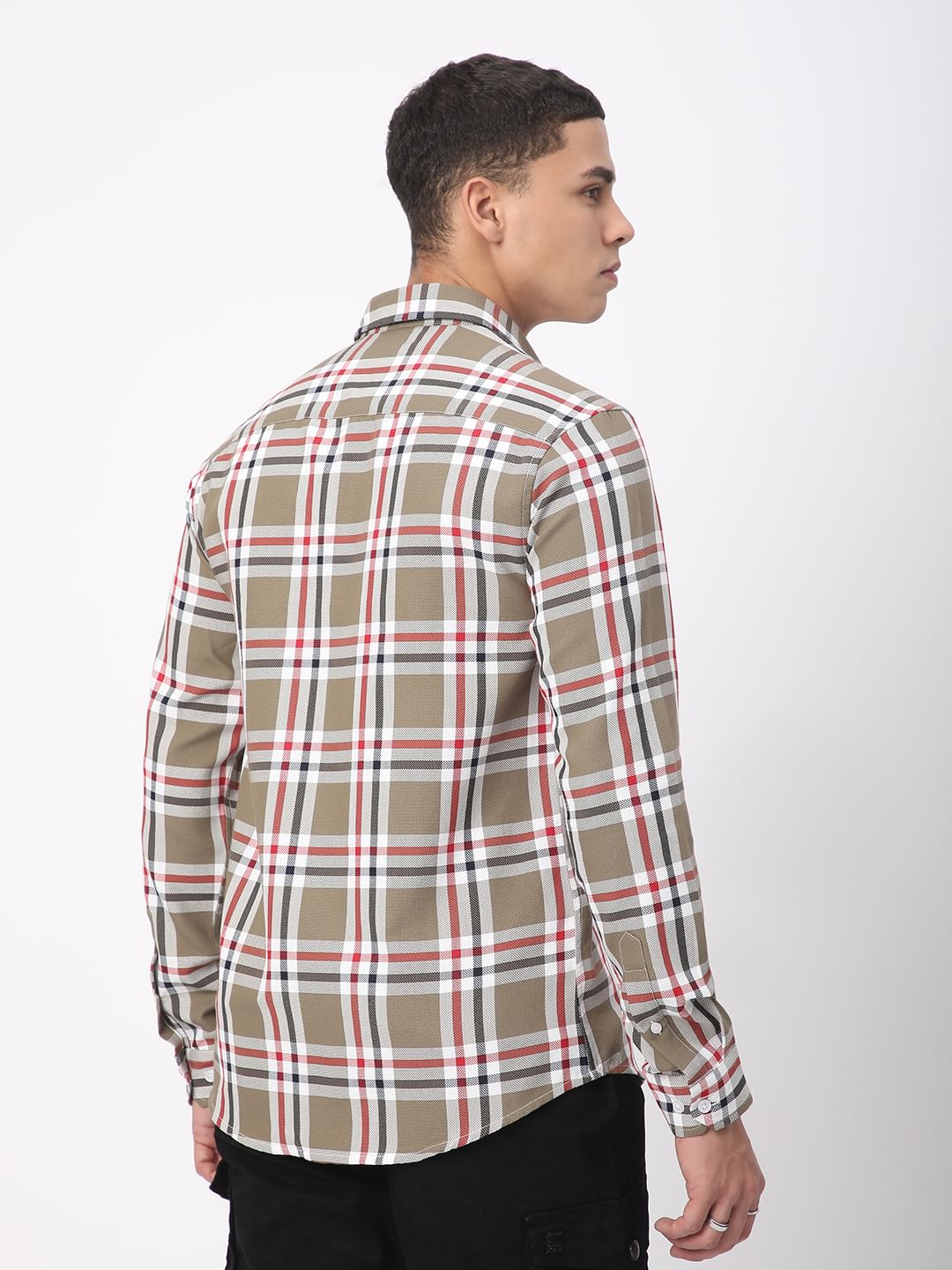 Premium Cotton Opulent Tartanique Olive Checkered Shirt