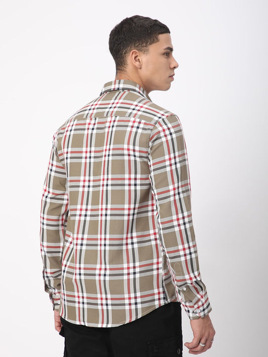Premium Cotton Opulent Tartanique Olive Checkered Shirt