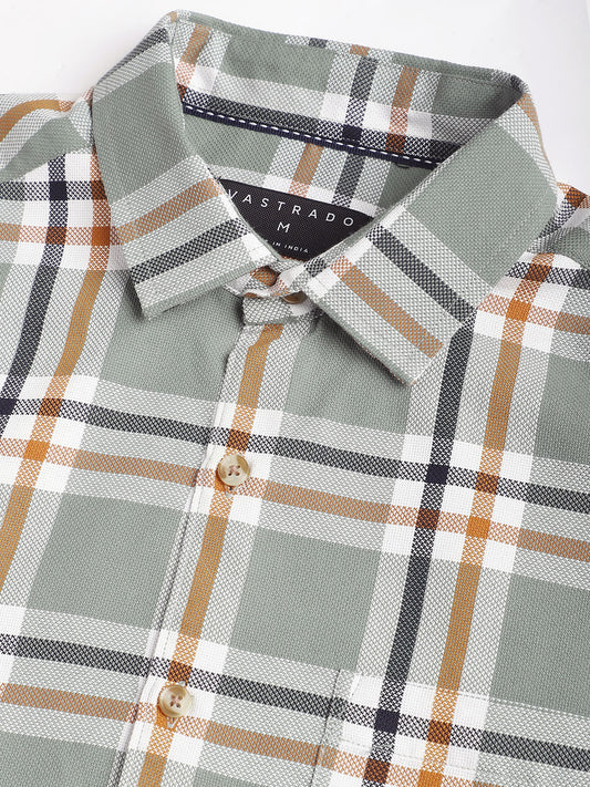 Emerald Green Broad Square Checks Shirt