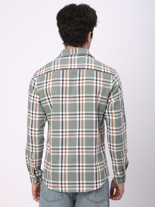 Emerald Green Broad Square Checks Shirt