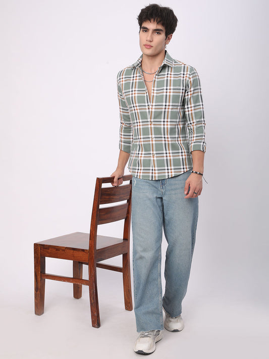 Emerald Green Broad Square Checks Shirt
