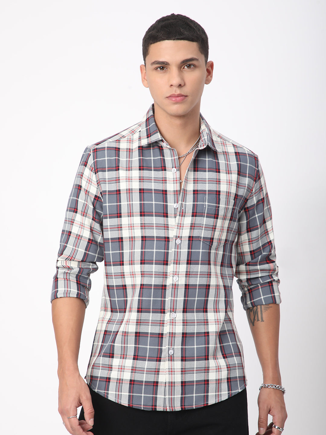 Opulent Tartanique Grey Checkered Shirt