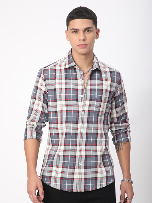 Opulent Tartanique Grey Checkered Shirt