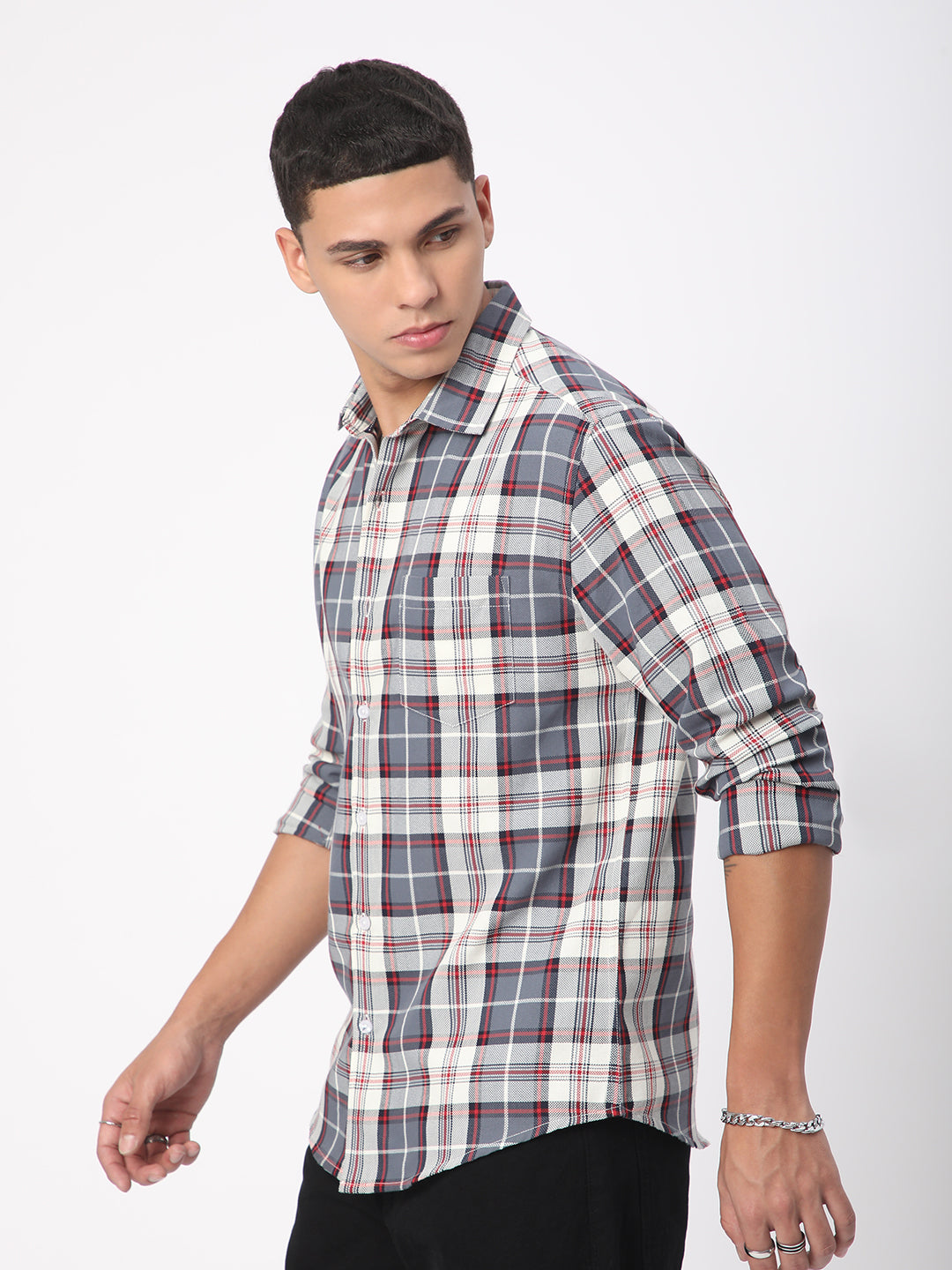 Opulent Tartanique Grey Checkered Shirt