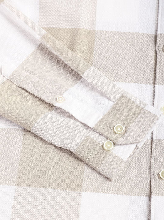 Premium Cotton Beige & White Tartan Checkered Shirt
