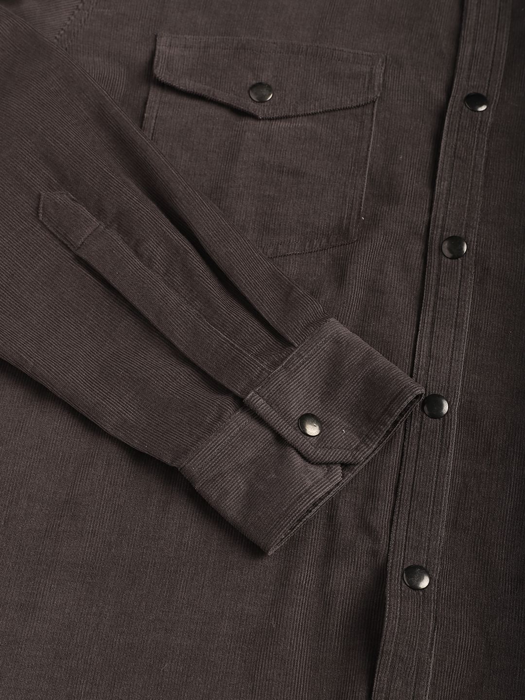 Shadow Grey Double Flap Pocket Corduroy Overshirt
