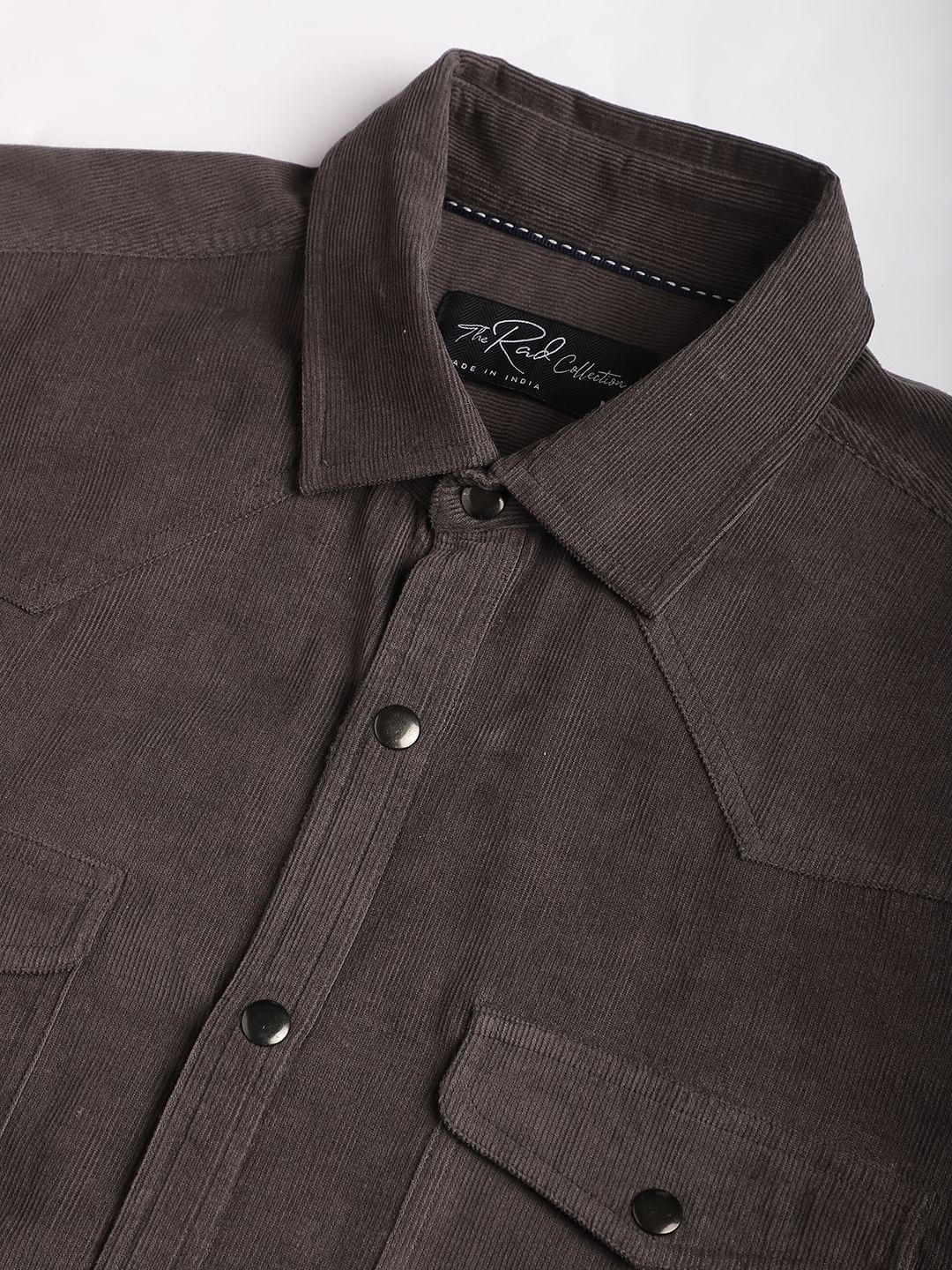 Shadow Grey Double Flap Pocket Corduroy Overshirt