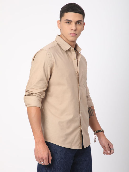 Voguish Solid Khaki Overshirt