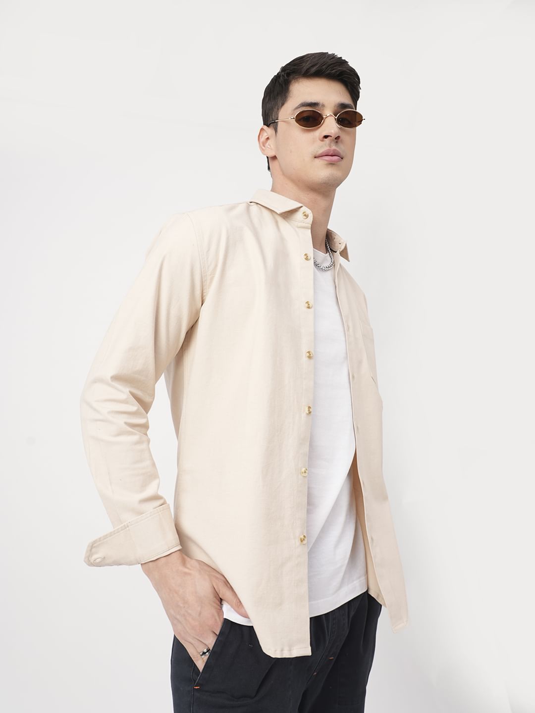 Elegant Beige Overshirt