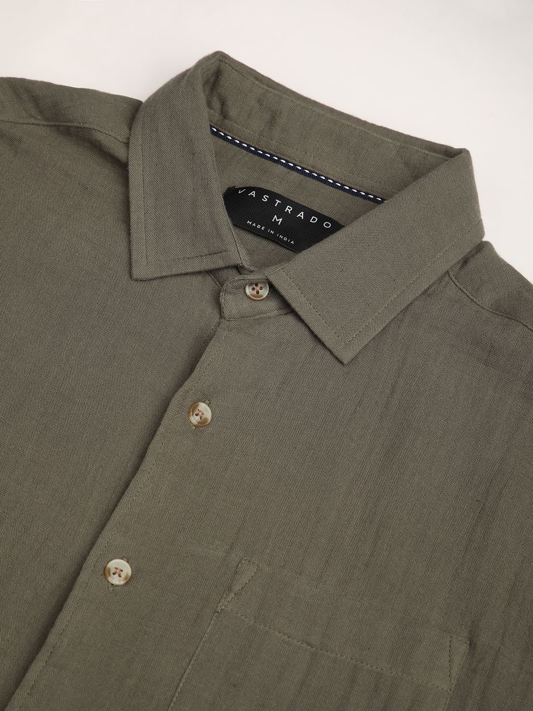 Vintage Olive Double Cloth Crinkled Shirt