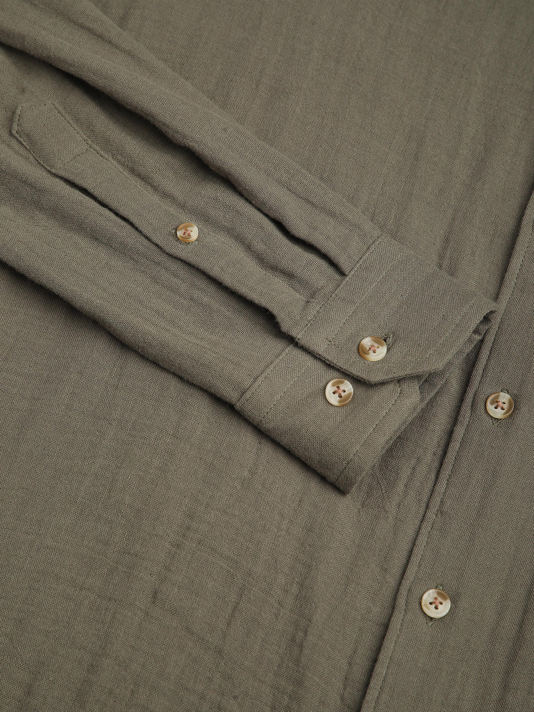 Vintage Olive Double Cloth Crinkled Shirt