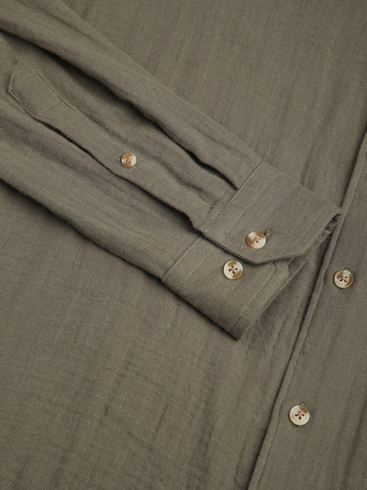 Vintage Olive Double Cloth Crinkled Shirt
