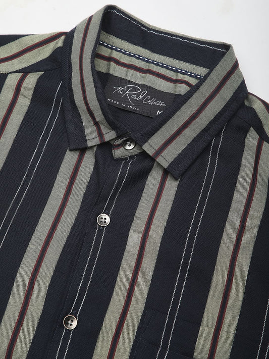 Alluring Navy Bayadere Striped Shirt