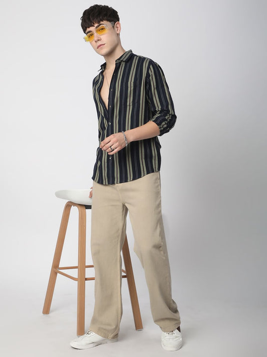 Alluring Navy Bayadere Striped Shirt