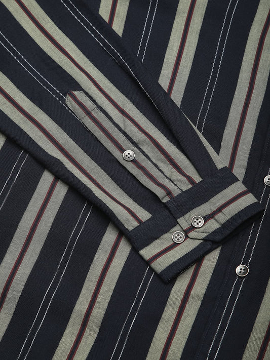 Alluring Navy Bayadere Striped Shirt