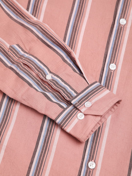 Sumptuous Dark Peach Striped Shirt