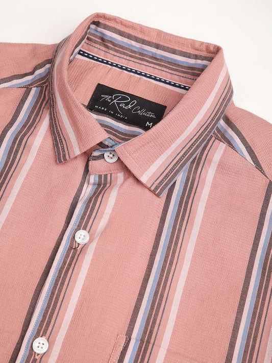 Sumptuous Dark Peach Striped Shirt