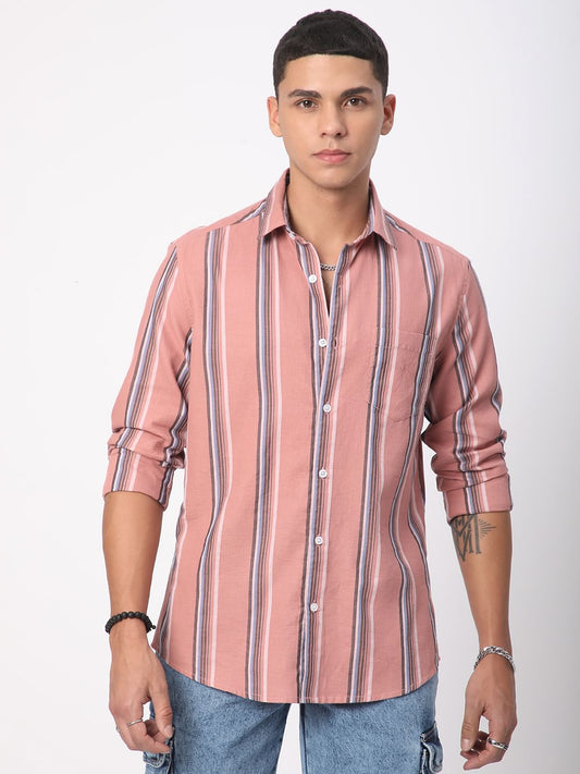 Sumptuous Dark Peach Striped Shirt