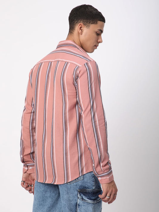 Sumptuous Dark Peach Striped Shirt
