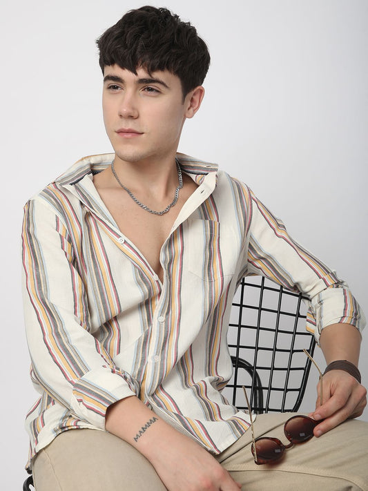 Alluring White Line Striped Shirt