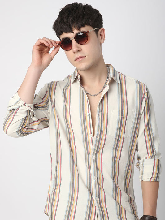 Alluring White Line Striped Shirt