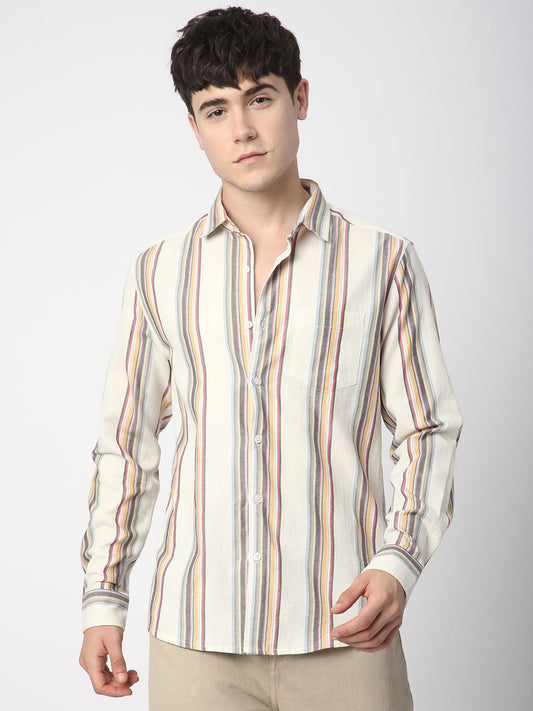 Alluring White Line Striped Shirt