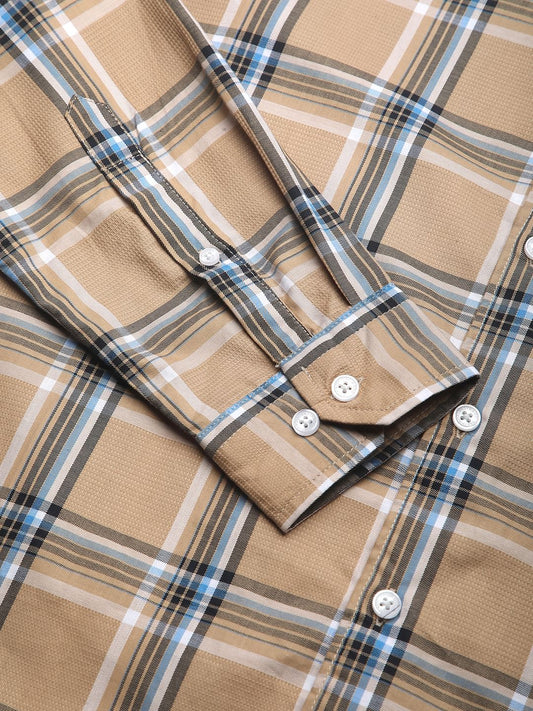 Premium Cotton Alluring Khaki Broad Checks Shirt