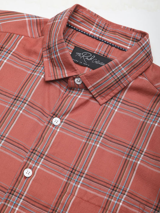 Premium Cotton Desert Coral Plaid Checked Shirt