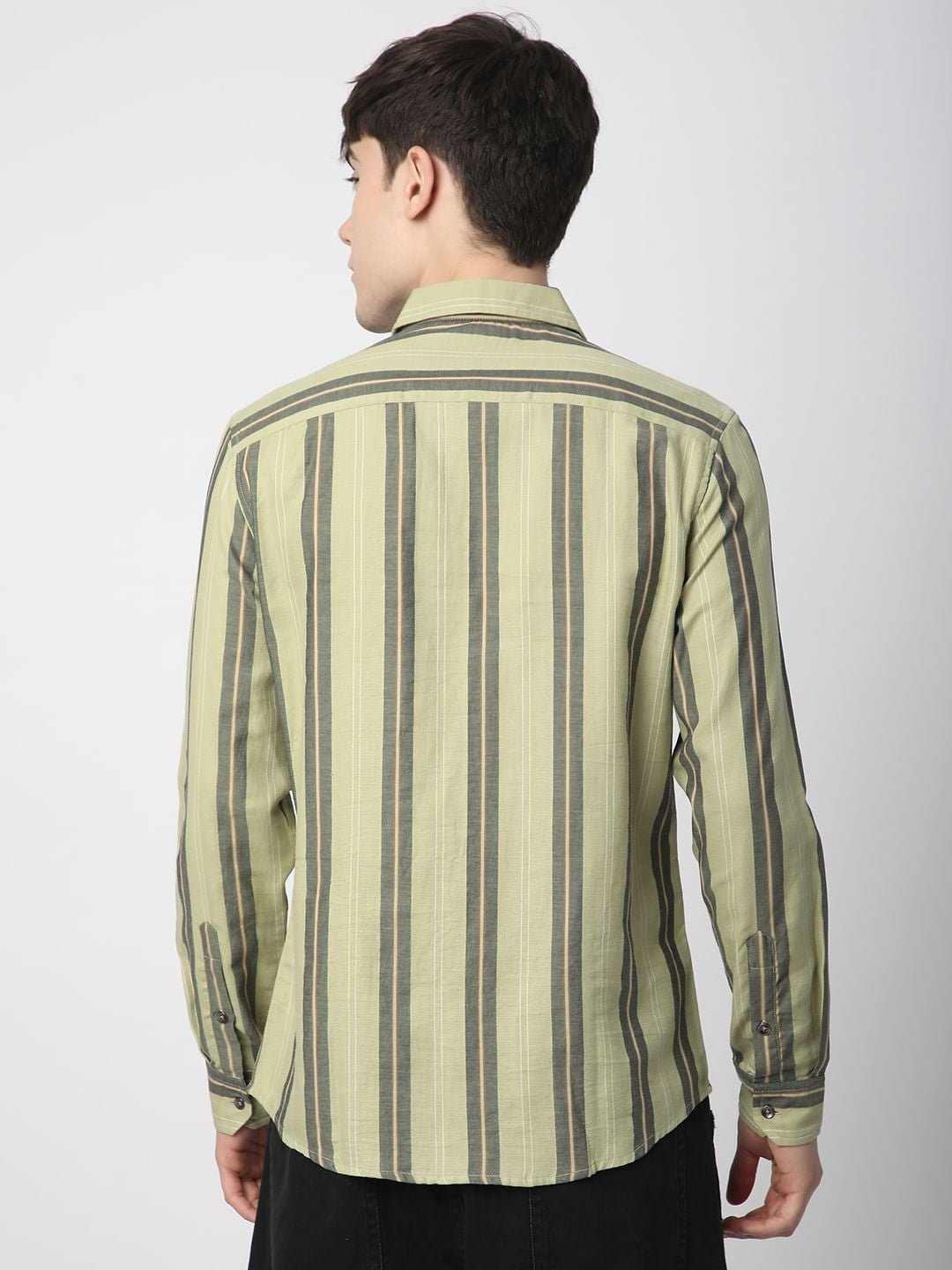 Alluring Tea Green Striped Shirt
