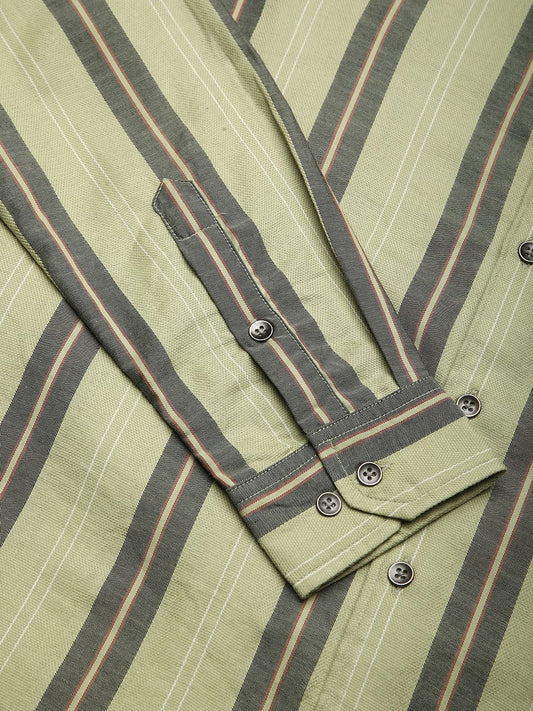 Alluring Tea Green Striped Shirt