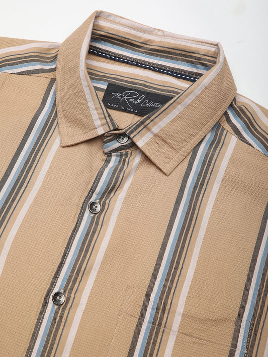 Alluring British Tan Striped Shirt
