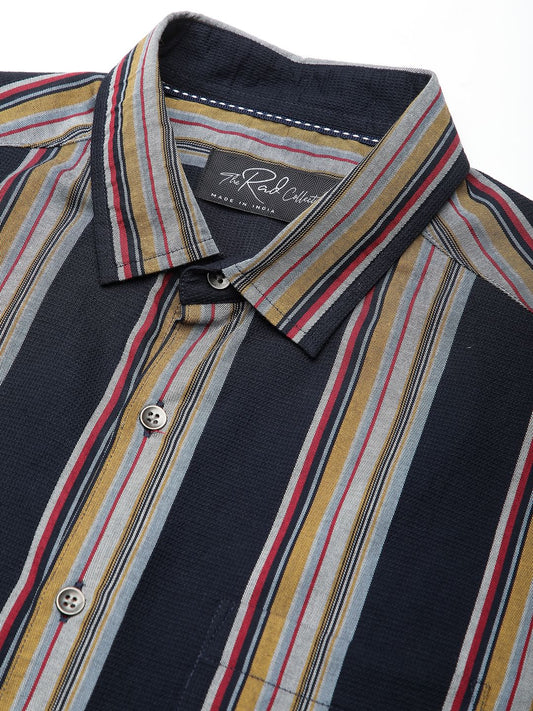 Urbane Navy Line Striped Shirt