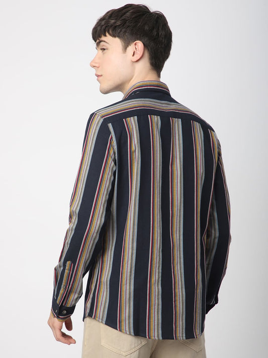 Urbane Navy Line Striped Shirt