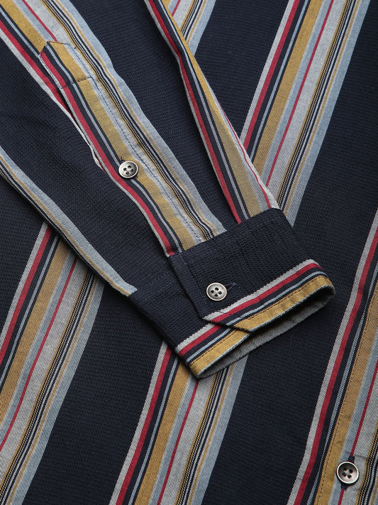 Urbane Navy Line Striped Shirt