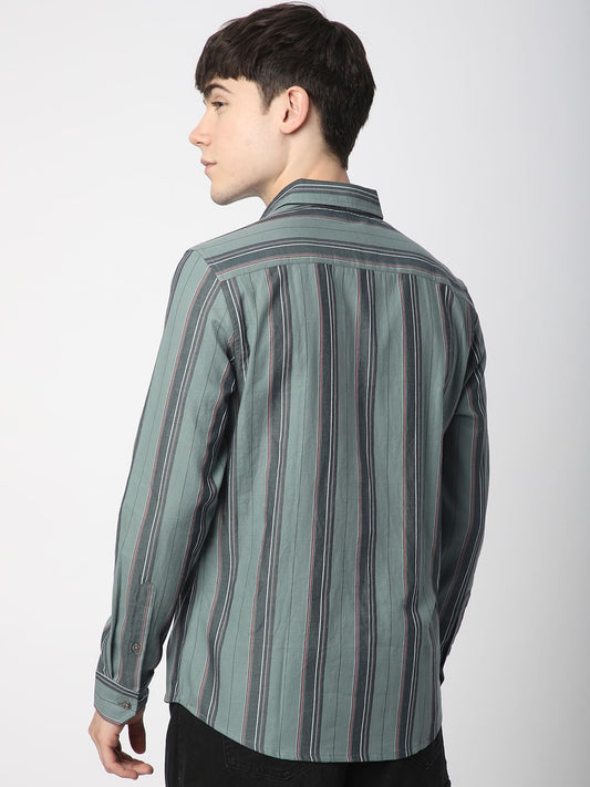 Alluring Submarine Green Striped Shirt