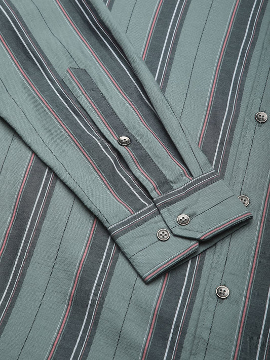 Alluring Submarine Green Striped Shirt