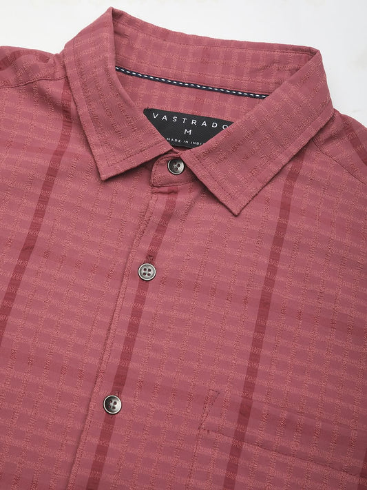 Blush Pink Dobby Checkered Shirt