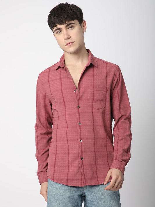 Blush Pink Dobby Checkered Shirt
