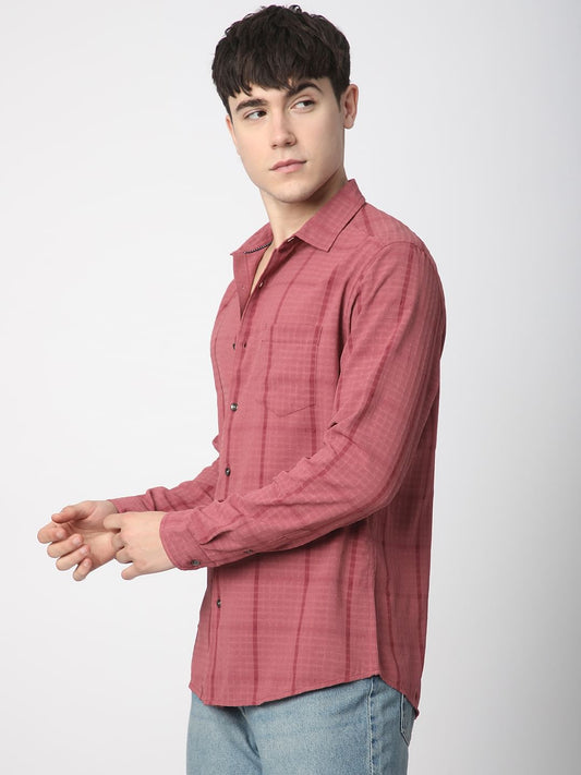 Blush Pink Dobby Checkered Shirt