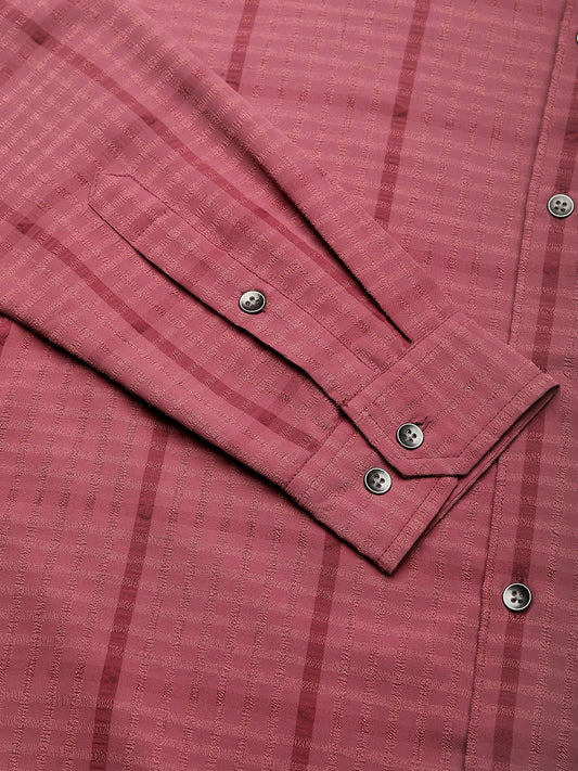 Blush Pink Dobby Checkered Shirt