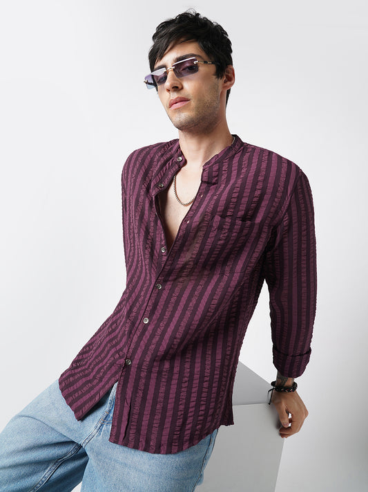 Debonair Awning Stripe Wine Crushed Shirt