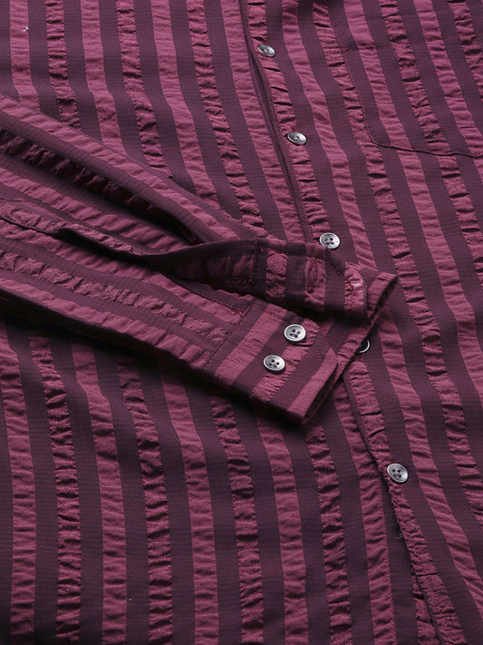 Debonair Awning Stripe Wine Crushed Shirt